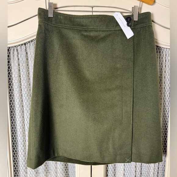 Classic Preppy Ann Taylor Olive Green Wool A-Line Skirt Women’s US Size 12 - Picture 2 of 4